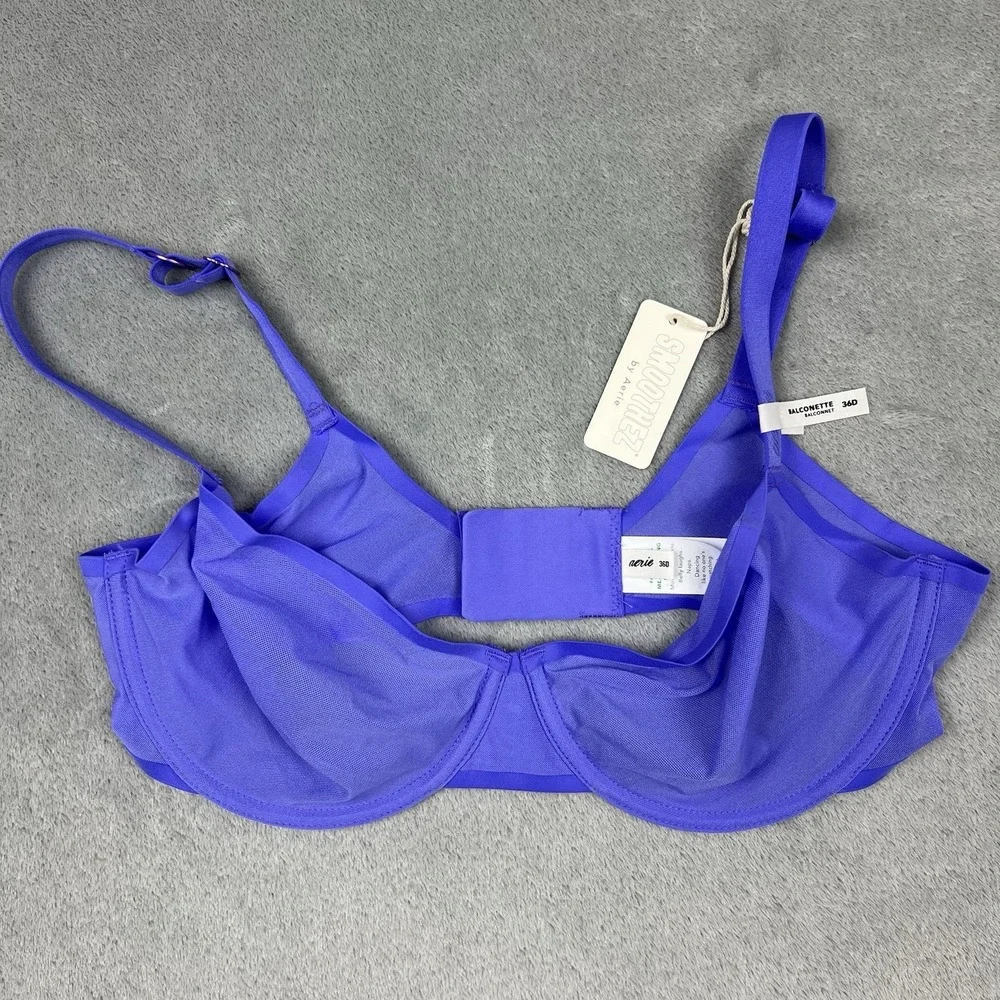 NWT Aerie SMOOTHEZ Mesh Unlined Balconette Bra Underwire Purple Size 36D Nylon